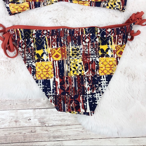 Target Aztec Print Colorful Tie Bandeau Bikini Set - Picture 4 of 7